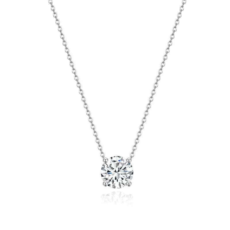Dainty Round Cut CZ Pendant Necklace for Women
