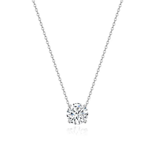 Dainty Round Cut CZ Pendant Necklace for Women