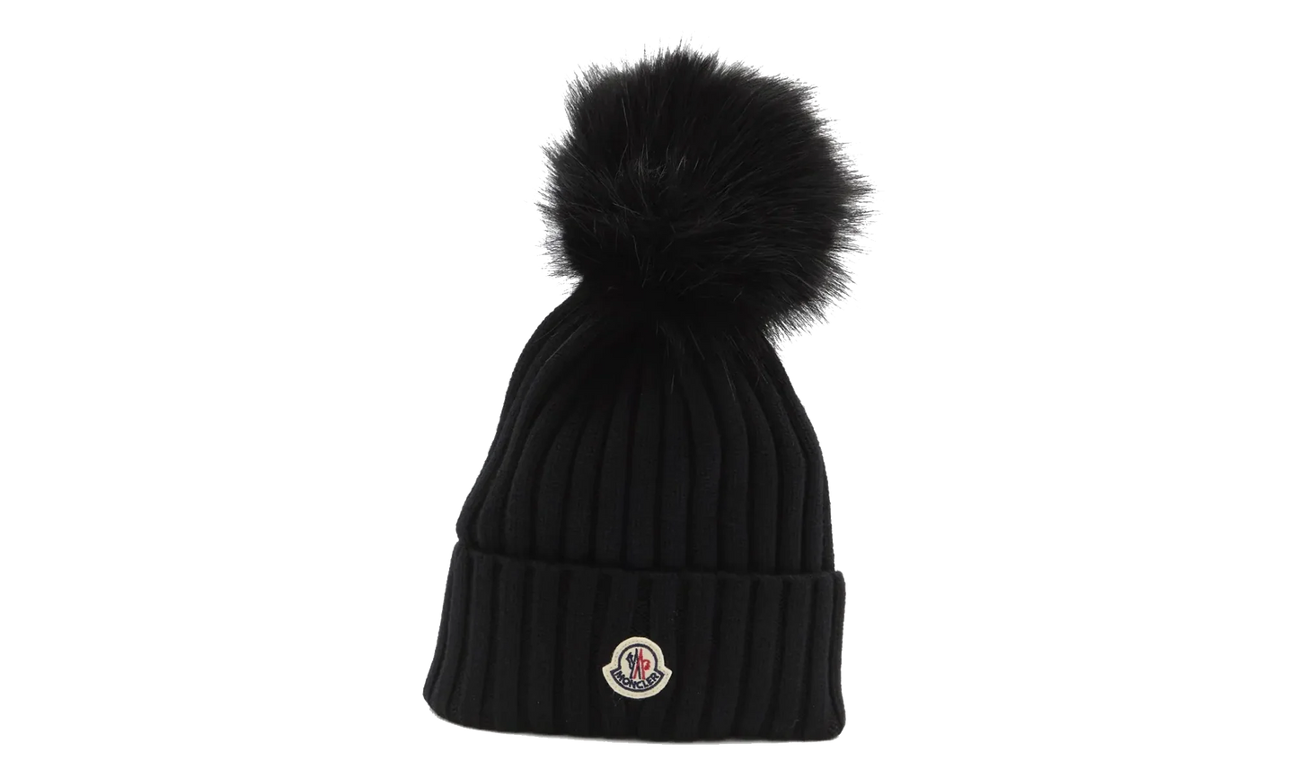 Large Fur Pom-Pom Hat "Balck" MON61