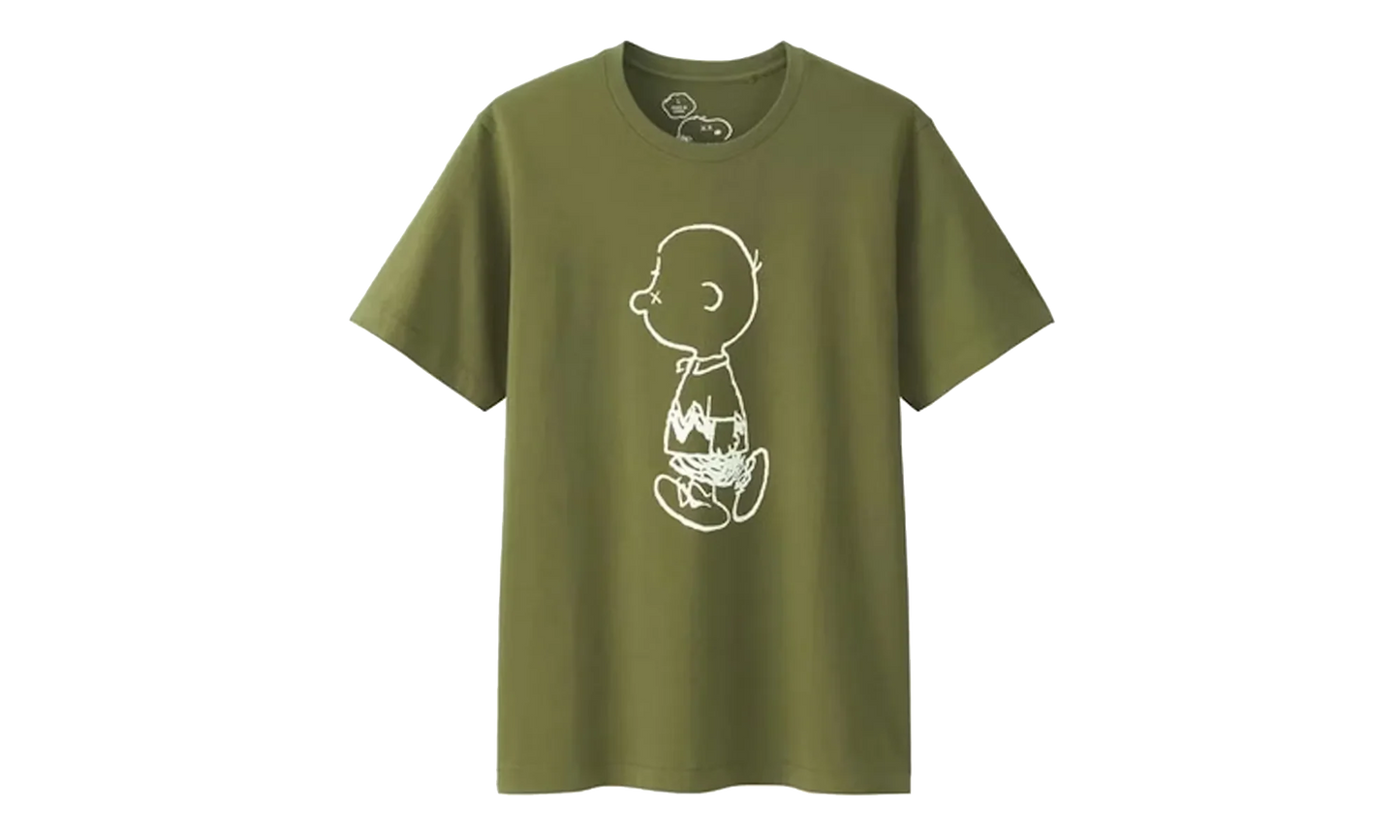 Uniqlo x Peanuts Charlie Brown Tee "Olive" KAWS202496