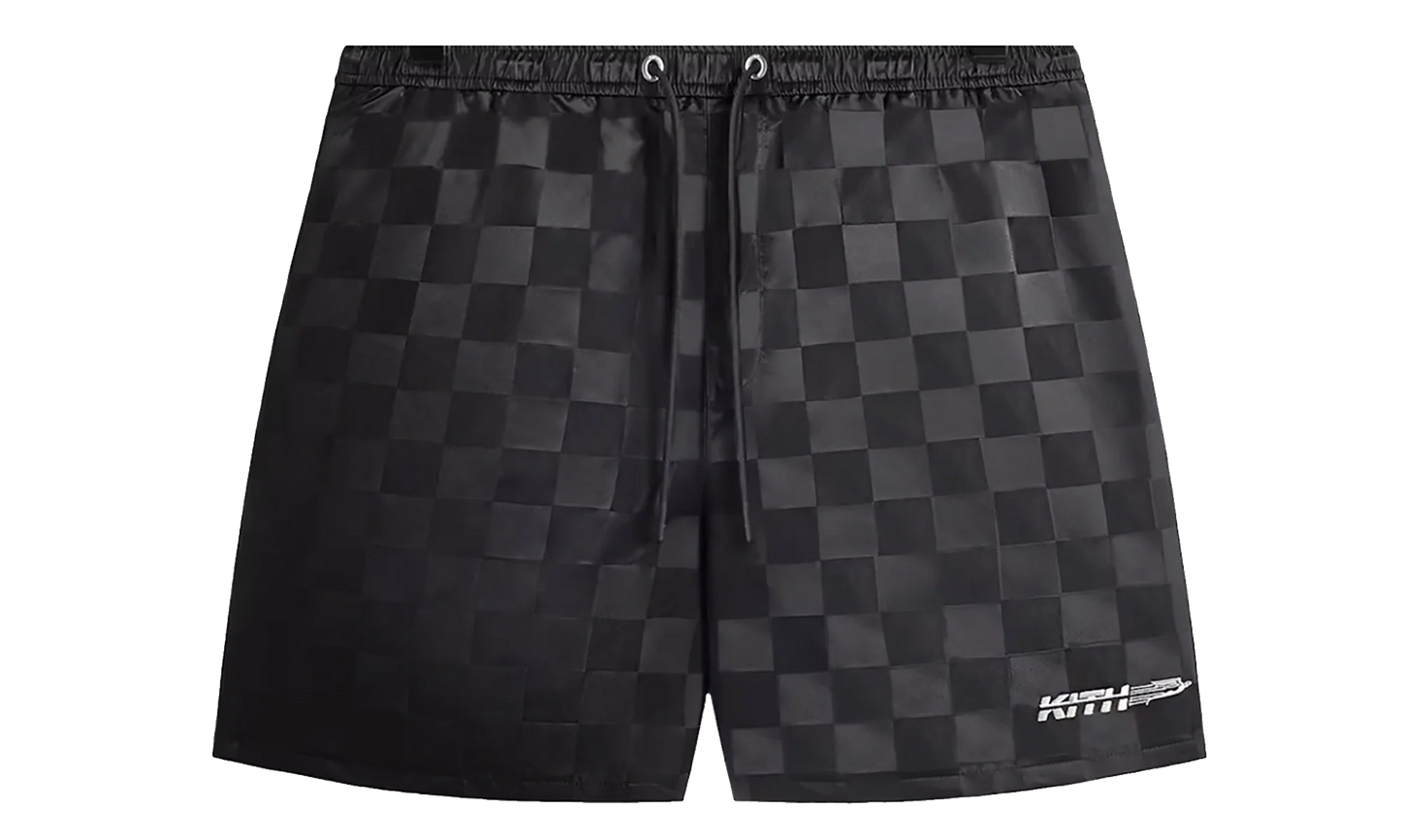 Checkered Satin Collins shorts "Black" KHM060696 001