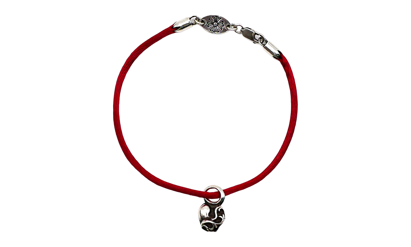 Silver Heart Vine Pendant String Bracelet "Red" CHRM1194