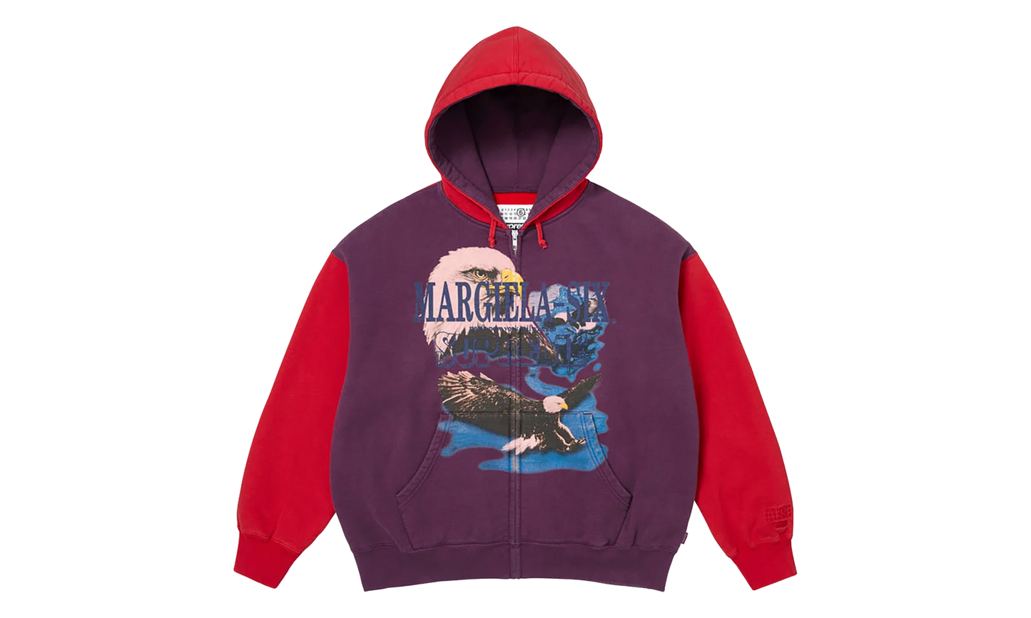 MM6 Maison Margiela Eagle Zip Up Hooded Sweatshirt "SS26 - Purple / Red" SU27174