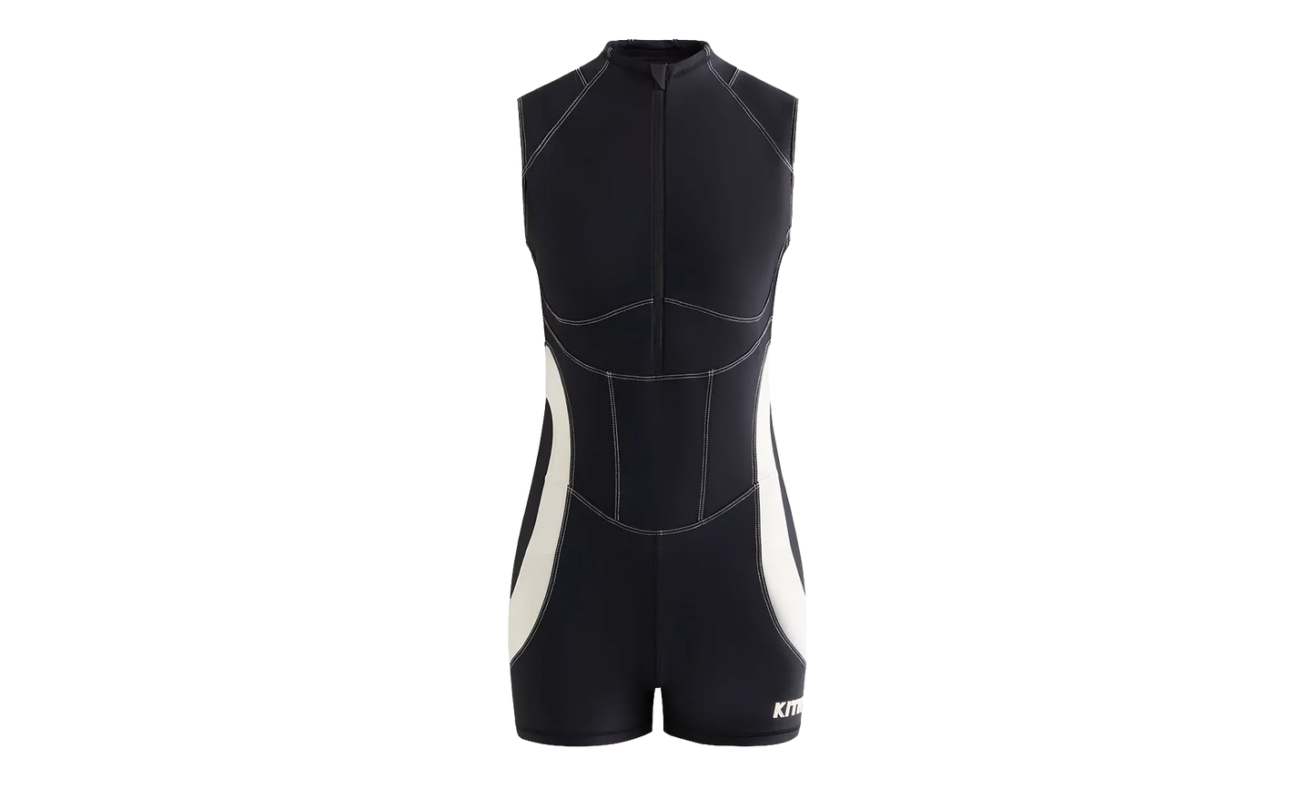 Sora Seamed Zip Romper "Black" KITH49