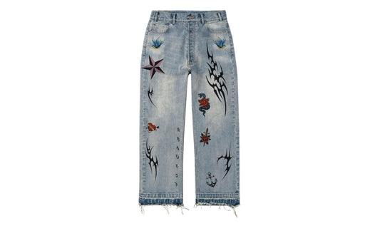 Tattoo Denim Pants "Blue" BS91