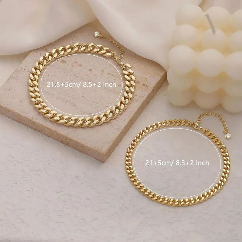 Chunky Cuban Link Anklet for Women – Waterproof Adjustable Chain, Trendy Summer Beach Jewelry Gift