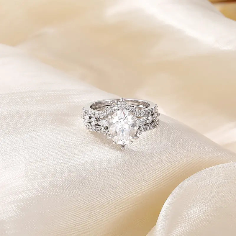 Oval Cut Cubic Zirconia Ring Set