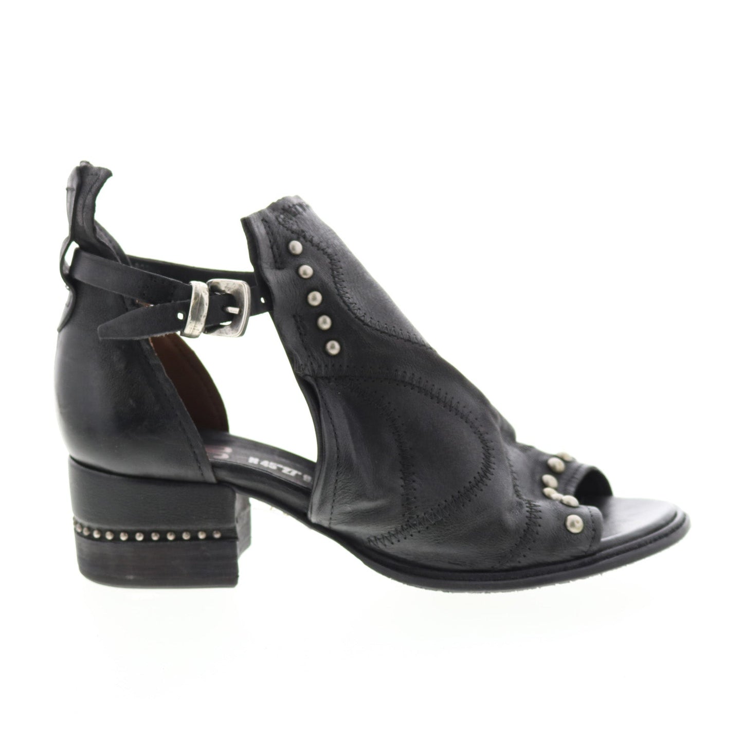 Maudie 672025-101 Womens Black Leather Heeled Sandals Shoes