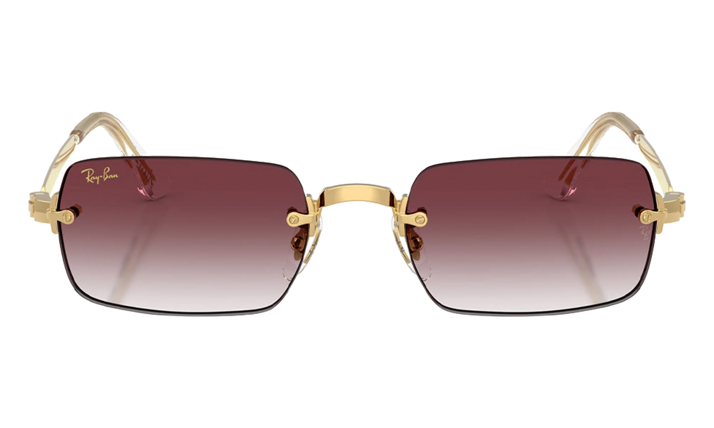 Ray-Ban Rimless "A$AP Rocky - Polished Arista Gold with Clear Gradient Dark Violet Lens" RB3928 001 8H