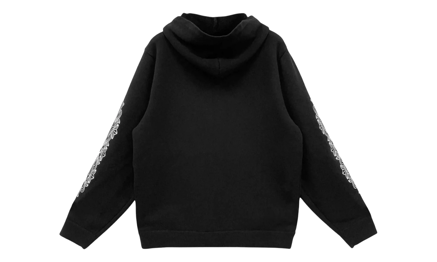 Cashmere Embroidered Floral Sleeve Zip-Up Hoodie "Black" CHRM1011