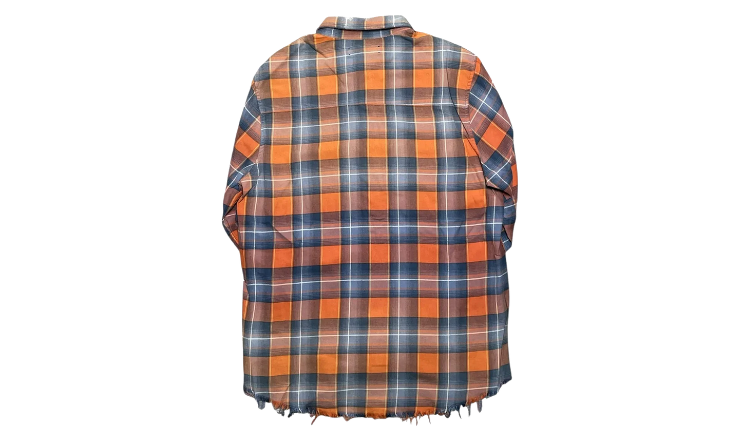 Faded Flannel Button Up Long Sleeve Shirt "Red Blue Plaid" MAFPFRB