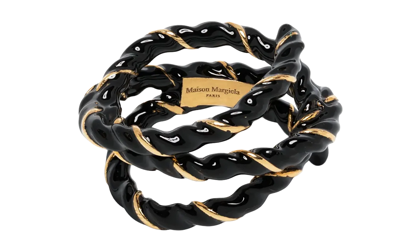 GOLD PLATED TWISTED RING "Black / Gold" SM1UQ0108P6477967