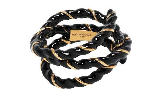 GOLD PLATED TWISTED RING "Black / Gold" SM1UQ0108P6477967