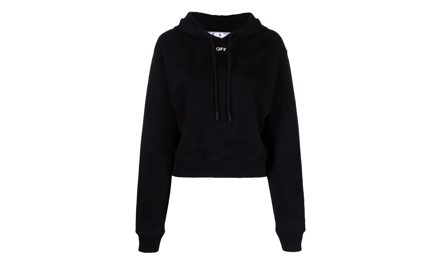 Off Stamp Cropped Hoodie WMNS "Black" OWBB016C99JER0011001
