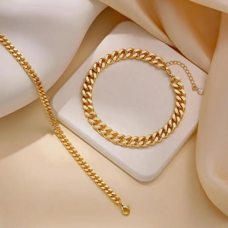 Chunky Cuban Link Anklet for Women – Waterproof Adjustable Chain, Trendy Summer Beach Jewelry Gift