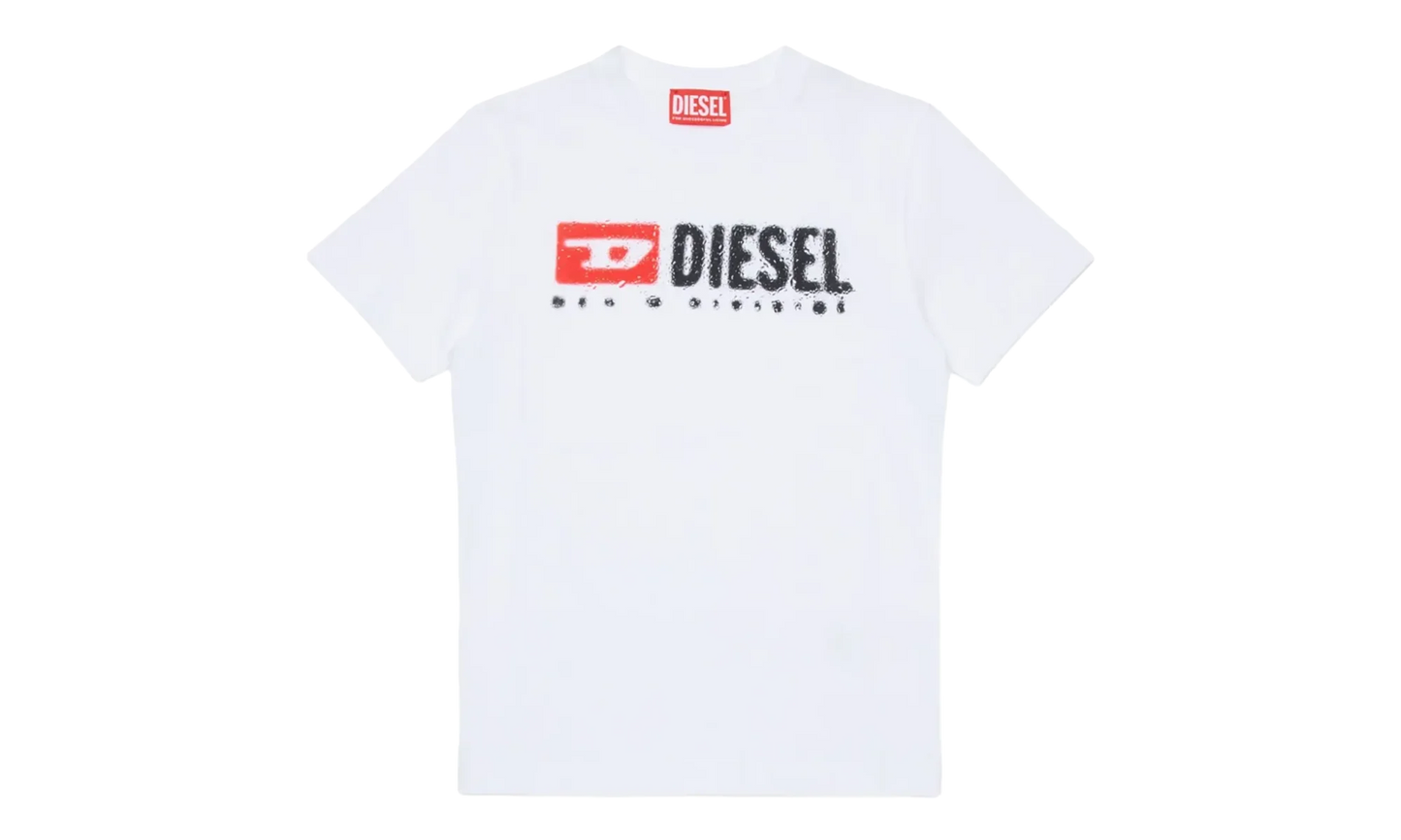 Short Sleeve Distressed Logo T-Shirt GS "White" J02475 00YI9 K100