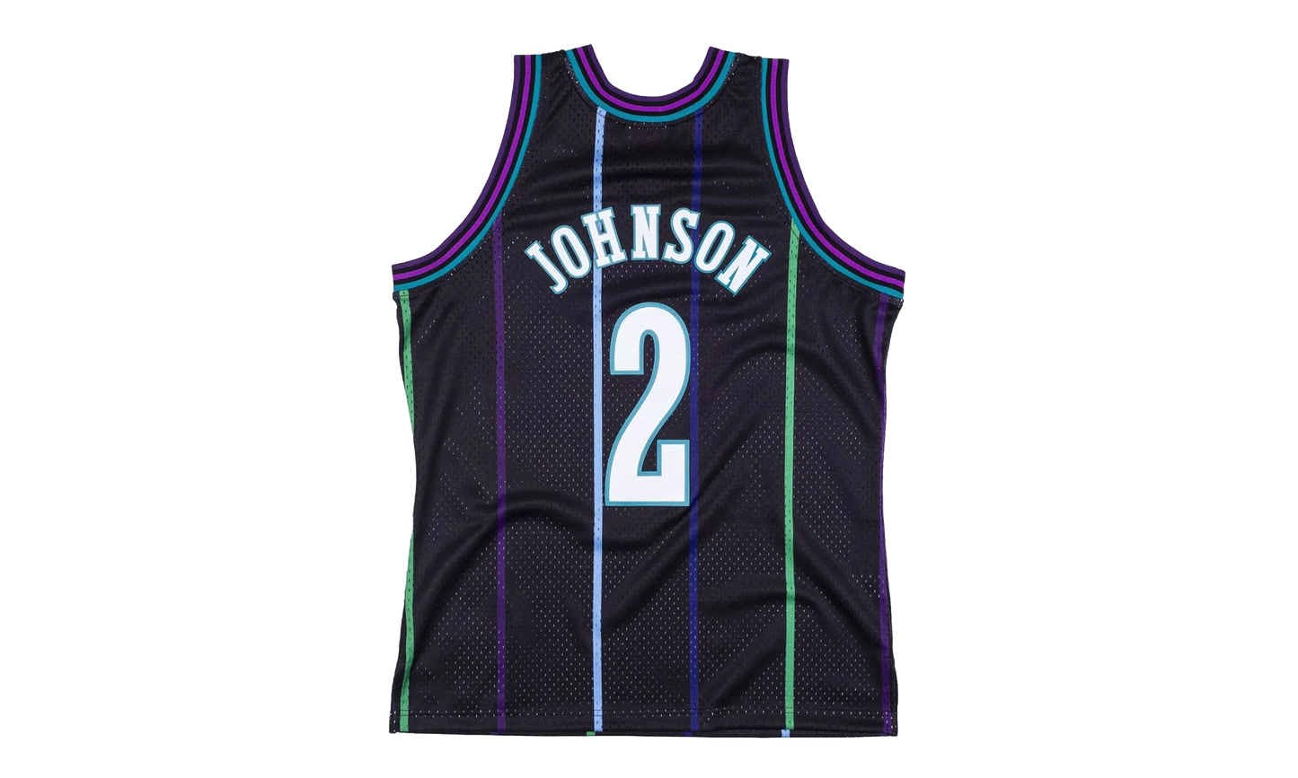 NBA Larry Johnson Reload Swingman Jersey "1992 Charlotte Hornets - Black" SMJYCP19277 CHOBLCK92LJO
