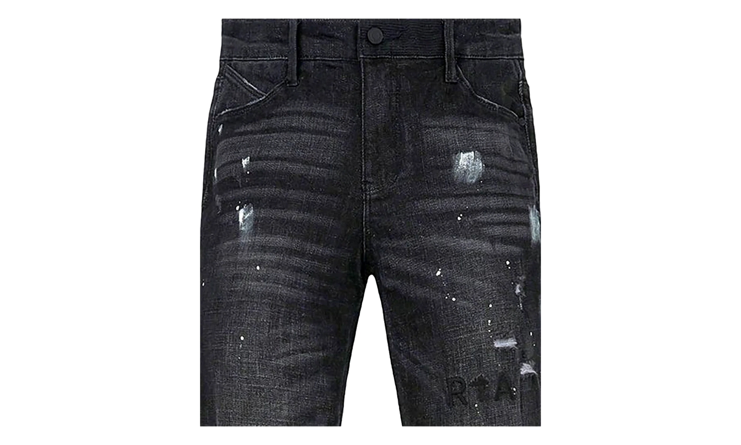 Clayton Distressed Paint Splatter Ripped Jeans "Black" MF24D623 B1182CHSPL