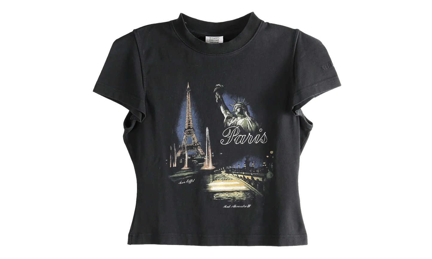 Paris Tourist Front Sleeve Baby T-Shirt WMNS "Black" WE76TR554B BLAC