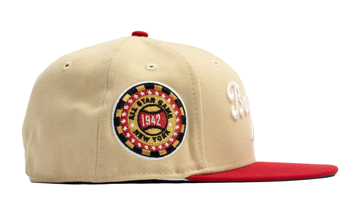 59FIFTY Brooklyn Dodgers 1942 All Star Game Fitted Hat "Vegas Gold / Scarlet" NE486
