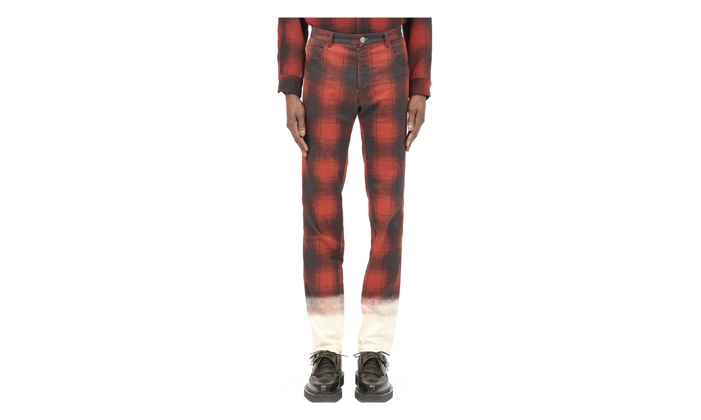 Pendleton Plaid Jeans with Dip Dye Hem "Black / Red" S50LA0227M35017001S