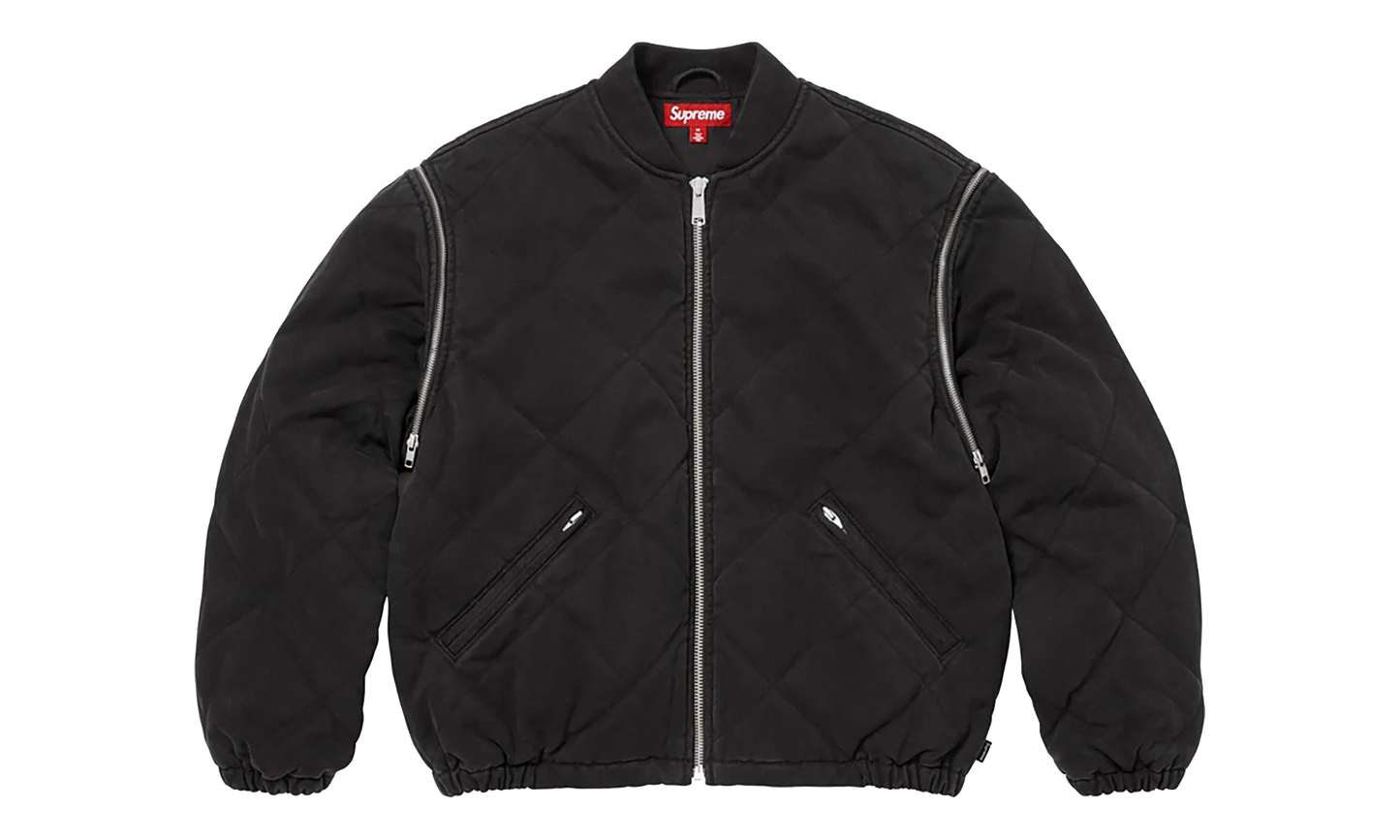 Zip-Off Sleeve Quilted Bomber Jacket "Black" SU26991