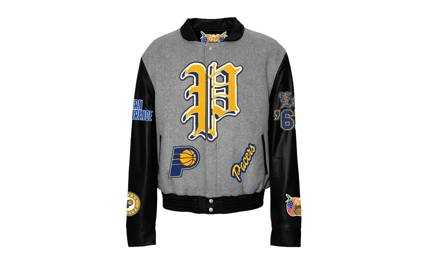 Wool & Leather Old English Varsity Jacket "Indiana Pacers" NBA 004GRY PACERS