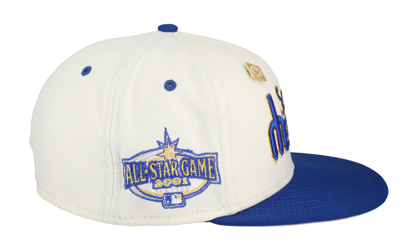59FIFTY Seattle Mariners 2023 Chrome Collection 2001 All Star Game Fitted Hat "White / Royal Blue" 123451292137
