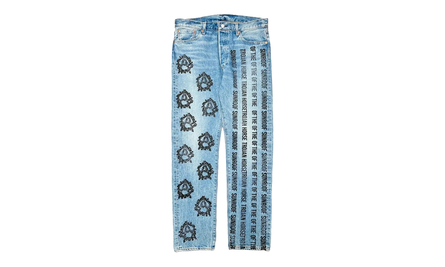 Levi's 501 Virgil Abloh Logo Jeans "Sunroof Of The Horse - Indigo / Black" DT301
