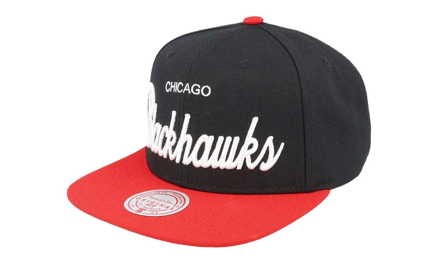 NHL Vintage Script Snapback Cap "Chicago Blackhawks - Black" 6HSSSH22086 CBHBLCK
