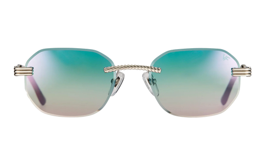 Hustler Rimless Drill Mount 24KT "White Gold / Blue / Pink Multi Flash" DMHU2 0049 44D1