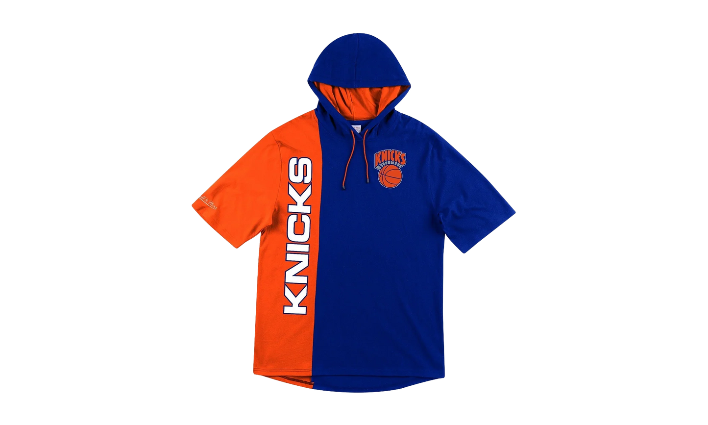 NBA Short Sleeve Split Hoodie "New York Knicks - Royal / Orange" HDSSAJ19008 NYKRYOR