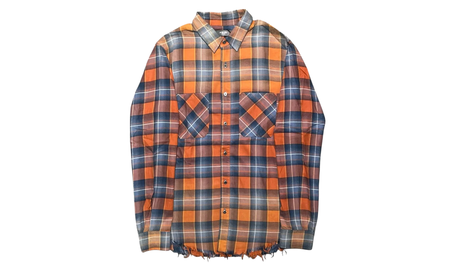 Faded Flannel Button Up Long Sleeve Shirt "Red Blue Plaid" MAFPFRB