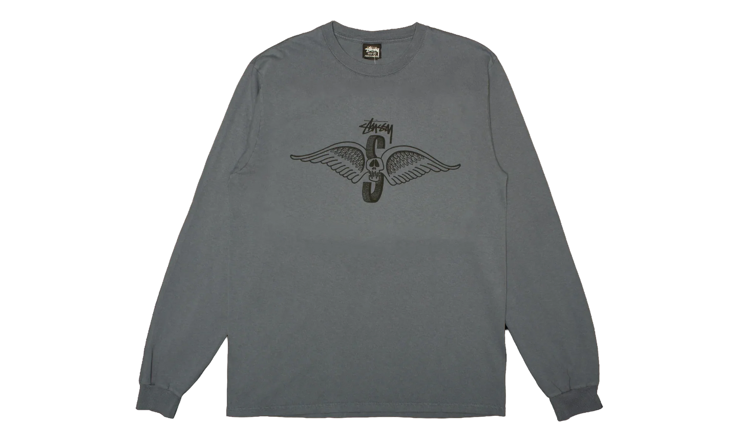 Skull Wings Pigment Dyed Long-Sleeve "Navy" STUS368