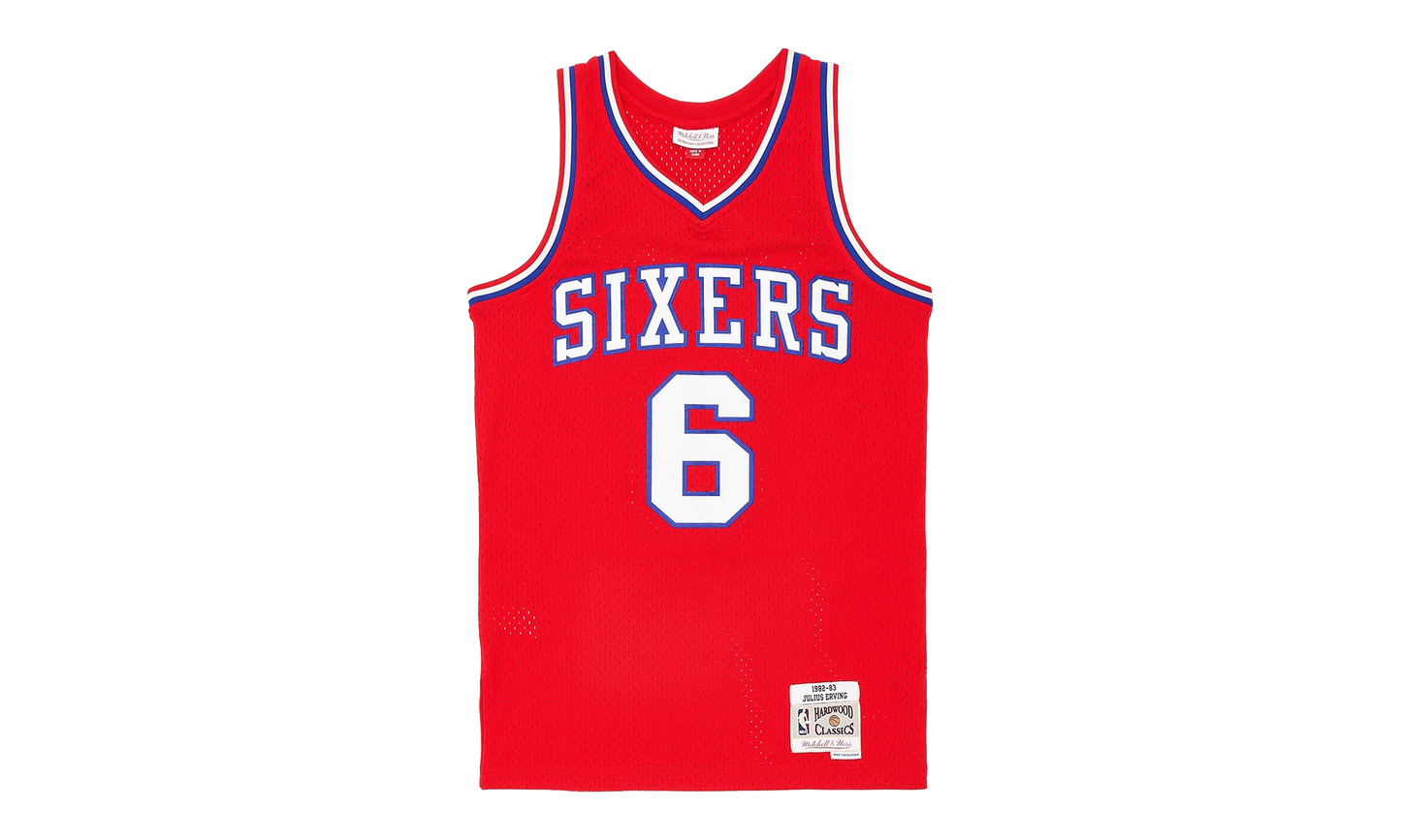 1982-83 Julius Erving Philidelphia 76ers Swingman Jersey "Red Multi" MN1982 83JEP76SJ