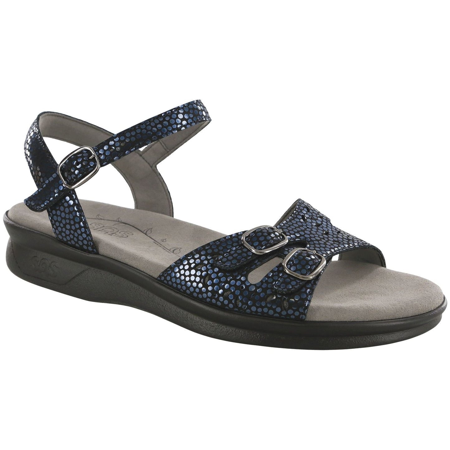 Women's Duo Quarter Strap Sandal in Navy Perla