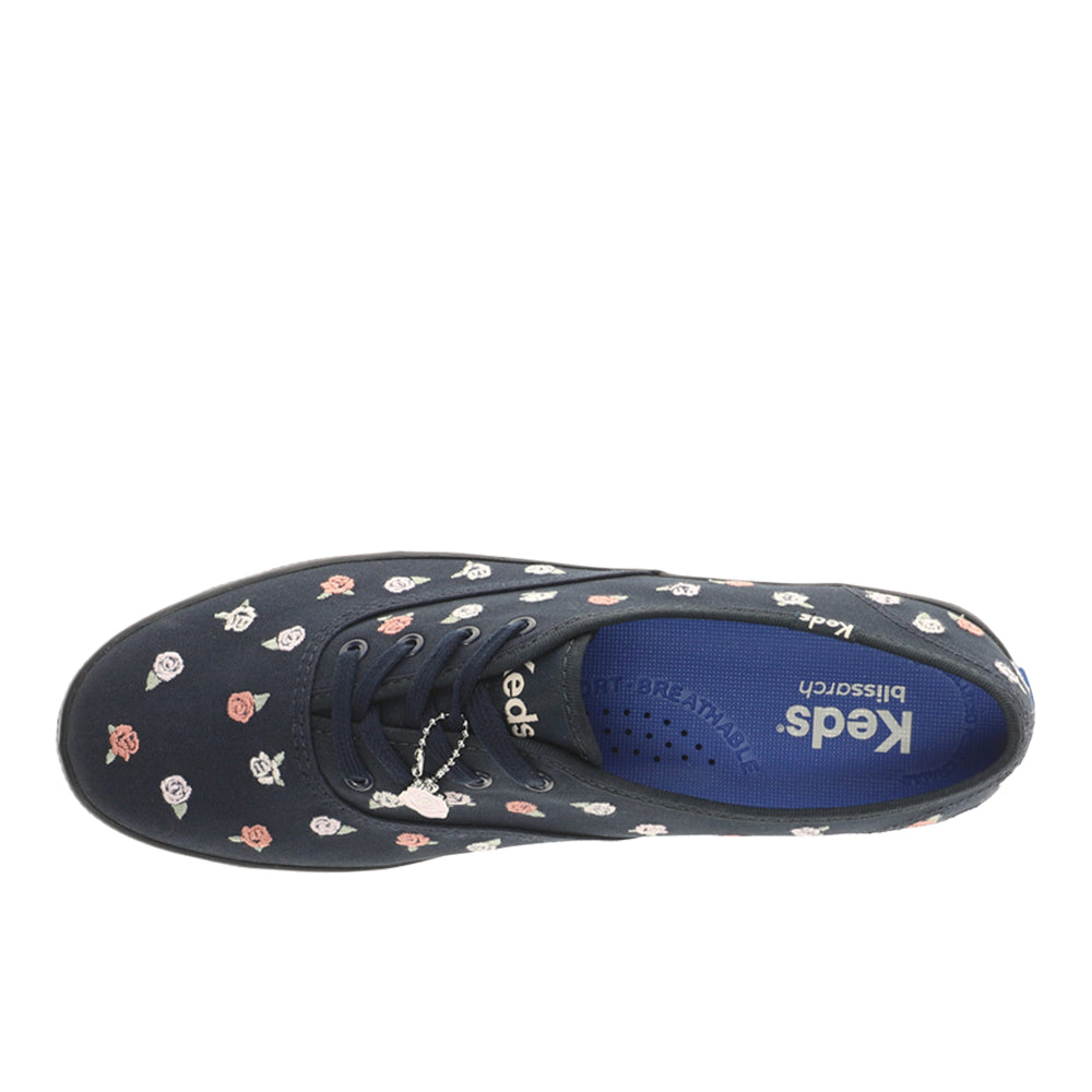 Champion Canvas Rose Embroidery Lace Up Sneakers