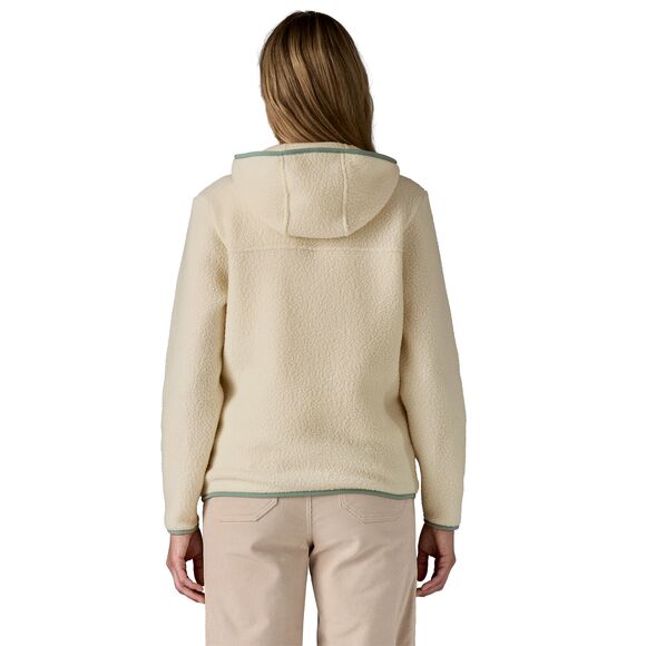 Women's Retro Pile Fleece Hoody in Natural w/ Ellwood Green