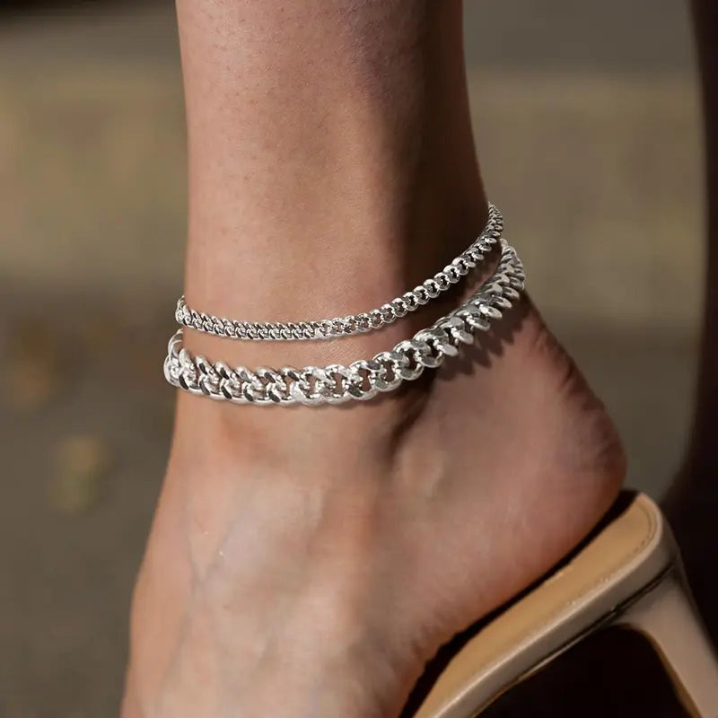 Chunky Cuban Link Anklet for Women – Waterproof Adjustable Chain, Trendy Summer Beach Jewelry Gift