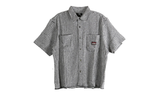 Crinkled Check Short Sleeve Shirt "BLACK" 1110371 BLAC