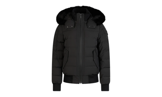 Ladriere Shearling Trim Bomber Jacket "Black / Black" M39LB015 BLK W BLK