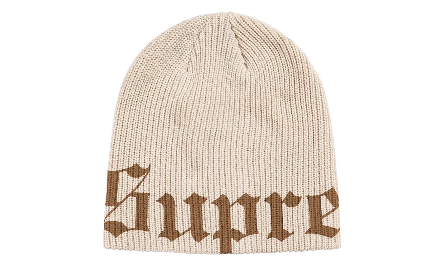 Old English Printed Beanie "SS26 - Stone" SU27144