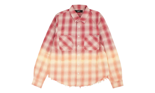 Ombre Lurex Plaid Raw Edge Shirt "Red" Y0W06449PD RED