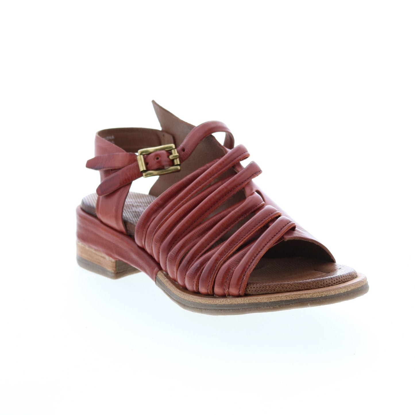 Simmy A70002-201 Womens Brown Leather Hook & Loop Strap Heels Shoes