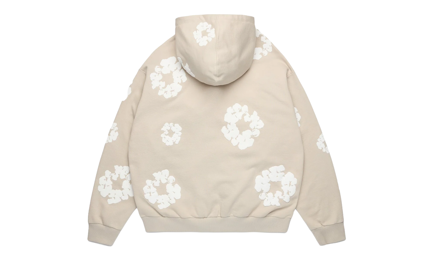 Cotton Wreath Zip Hoodie "Cream" DT613