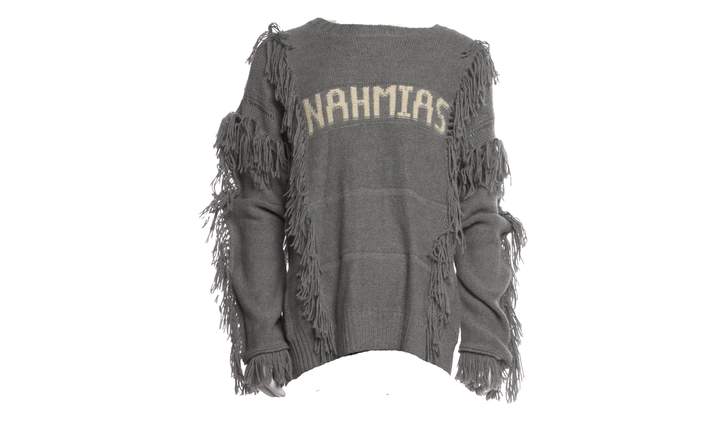 Crewneck Poncho Fringe Sweater "Grey" AW23 KW5 T16G1 020
