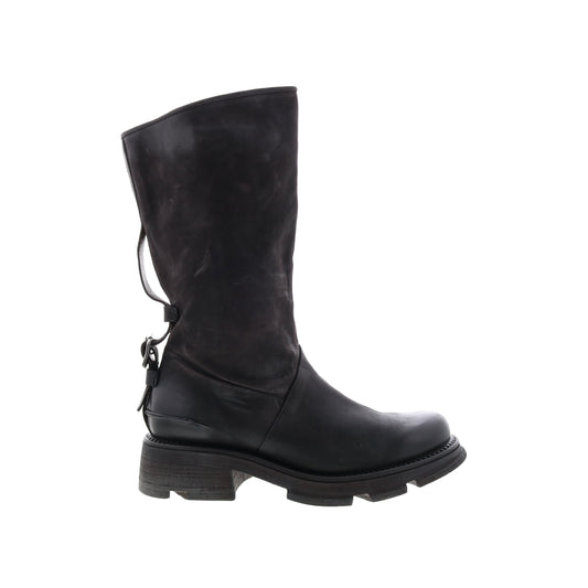 Lexington A94307-201 Womens Black Leather Zipper Mid Calf Boots