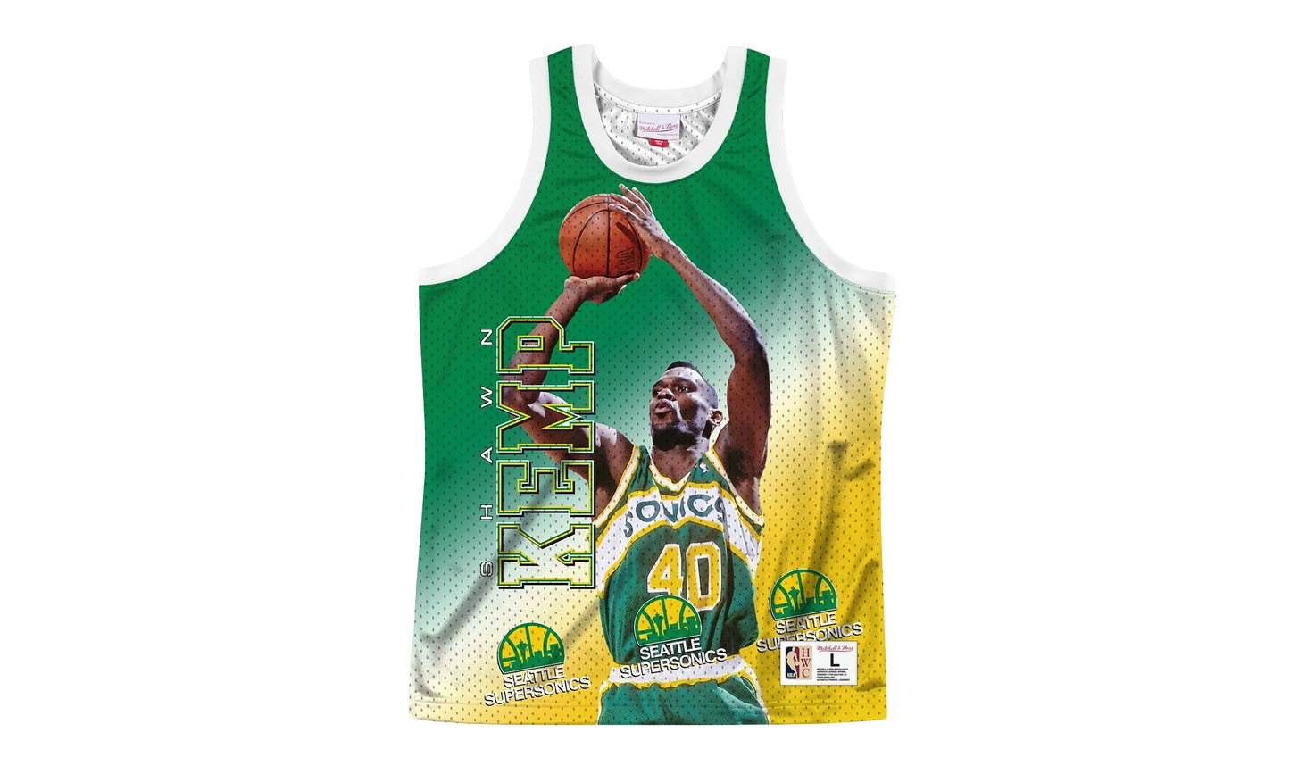 NBA Behind The Back Jersey "Seattle Supersonics Shawn Kemp" MSTKMI19002 SSUWHITSKE