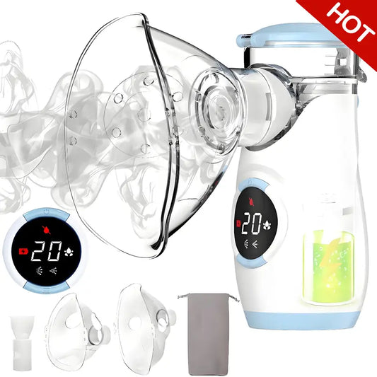 Portable Mesh Nebulizer, Quiet & Rechargeable, LED Display, for Home & Travel