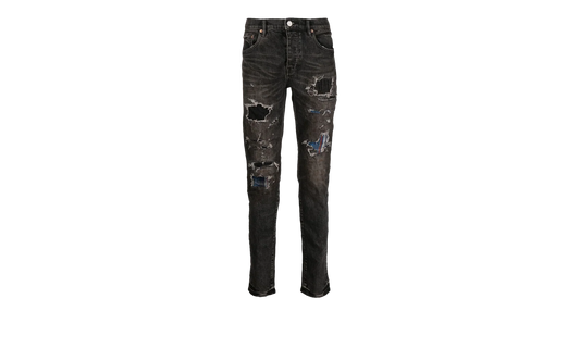 BLACK HEAVY REPAIR WITH PLAID PATCH "Black" P001 BLRP422